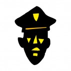 Yellow and black abstract policeman face, decals stickers