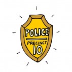 Gold police precinct 10 badge, decals stickers