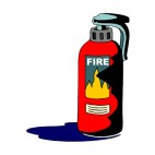 Fire extinguisher with fire with flames logo, decals stickers