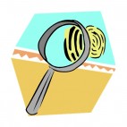 Magnifying glass looking at fingerprints, decals stickers