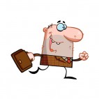 Businessman walking with briefcase , decals stickers