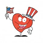 Heart with american flag and hat celebrating, decals stickers