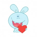 Blue rabbit holding heart , decals stickers