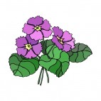Purples and yellows flowers with green leaves, decals stickers