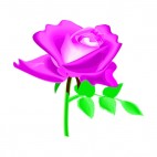 Pink rose with leaf, decals stickers