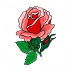 Pink rose with leaves, decals stickers