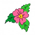 Pink flower with leaves, decals stickers