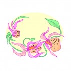Beige and purple flowers with leaves backround, decals stickers