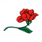 Red roses on twig with leaf, decals stickers