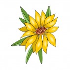 Red and yellow flower with leaves, decals stickers