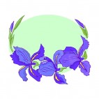 Purple and yellow flowers with leaves backround, decals stickers