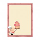 Proud chef holding up pink cake pink frame and border, decals stickers