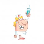 Smiling nurse with syringe , decals stickers