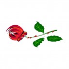 Red rose with thorns twig, decals stickers
