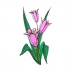 Purple tulips with leaves, decals stickers