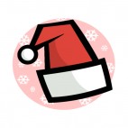 Santa hat with pink backround with snowflakes , decals stickers