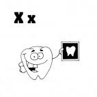 Alphabet X tooth with x-ray tooth picture , decals stickers