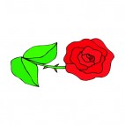 Red rose with thorned twig with leaves, decals stickers