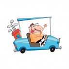 Golfer driving golf cart, decals stickers