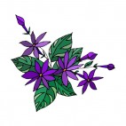 Purple flowers with leaves, decals stickers