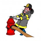 Fireman opening water hydrant , decals stickers