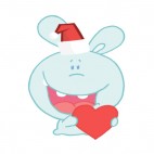 Blue rabbit with santa hat holding heart, decals stickers