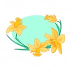 Orange flowers with leaves blue backround, decals stickers