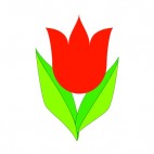 Red tulip with leaves, decals stickers