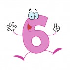 Happy pink number 6 six, decals stickers