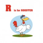 Alphabet R rooster with blue backround, decals stickers
