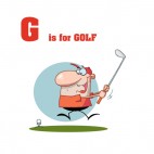 Alphabet G is for golf man swinging golf club , decals stickers