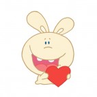 Beige rabbit holding heart , decals stickers