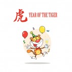 Year of the tiger tiger with glass of champagne , decals stickers