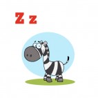 Alphabet Z zebra with blue backround, decals stickers
