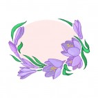 Purple tulips with leaves pink backround, decals stickers