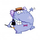 Purple elephant with hat and cane dancing, decals stickers