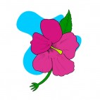 Purple flower with leaves blue backround, decals stickers