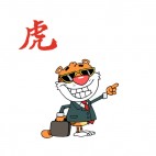 Tiger holding briefcase pointing towards success , decals stickers