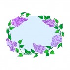 Purple lila flowers with leaves blue backround , decals stickers