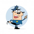 Policeman with sunglasses and truncheon blue backround, decals stickers