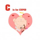 Alphabet C is for cupid cupid with bow and arrow , decals stickers