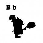 Alphabet B is for baker baker with bread silhouette, decals stickers