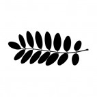 Round leaves on twig silhouette, decals stickers