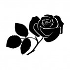 Rose with toothed leaves silhouette, decals stickers