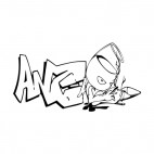 Angel word graffiti    angel smoking drawing, decals stickers