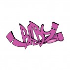 Purple baby word graffiti, decals stickers