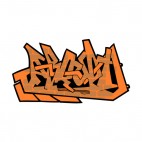 Orange word graffiti, decals stickers