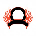 Black circle and red flames template , decals stickers