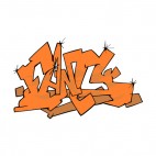 Orange word graffiti, decals stickers