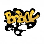 Yellow and black word graffiti, decals stickers